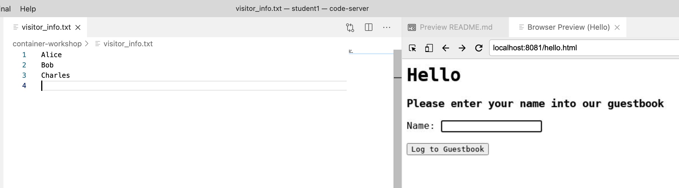 mounted visitor info setup